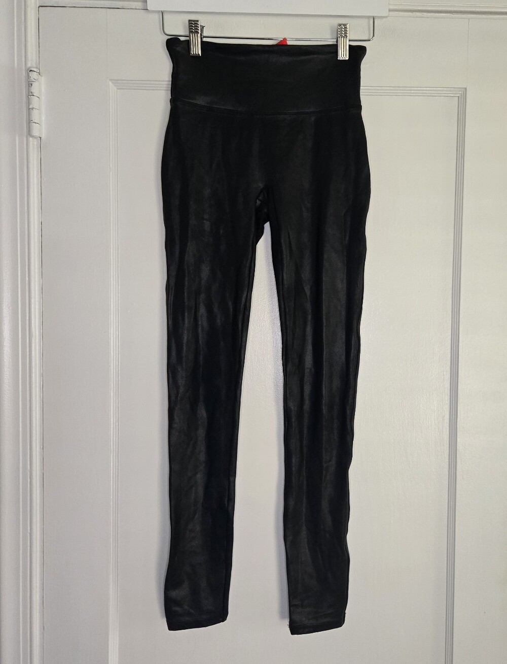 SPANX Black Faux Leather Ankle Length Leggings Women's Small